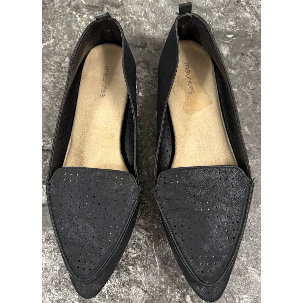 Maurices Black Pointed Toe Perforated Flats